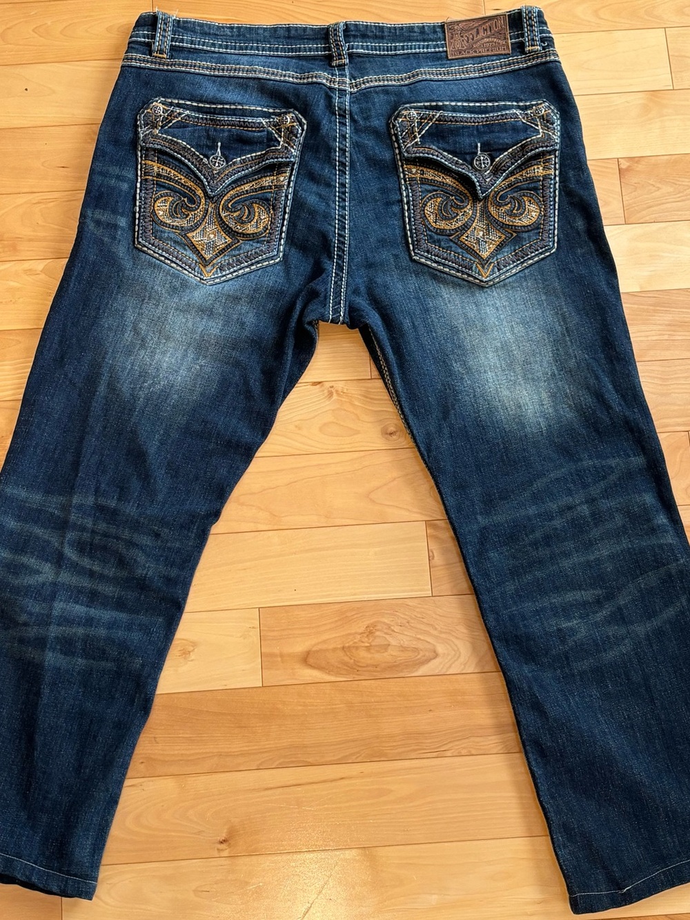 AFFLICTION BLAKE BLACK PREMIUM JEANS • ORNATE EMBROIDERED POCKETS • Y2K